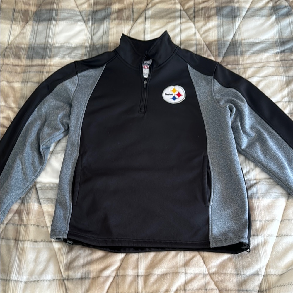 NFL Steelers Black and Gray Quarter-Zip Pullover